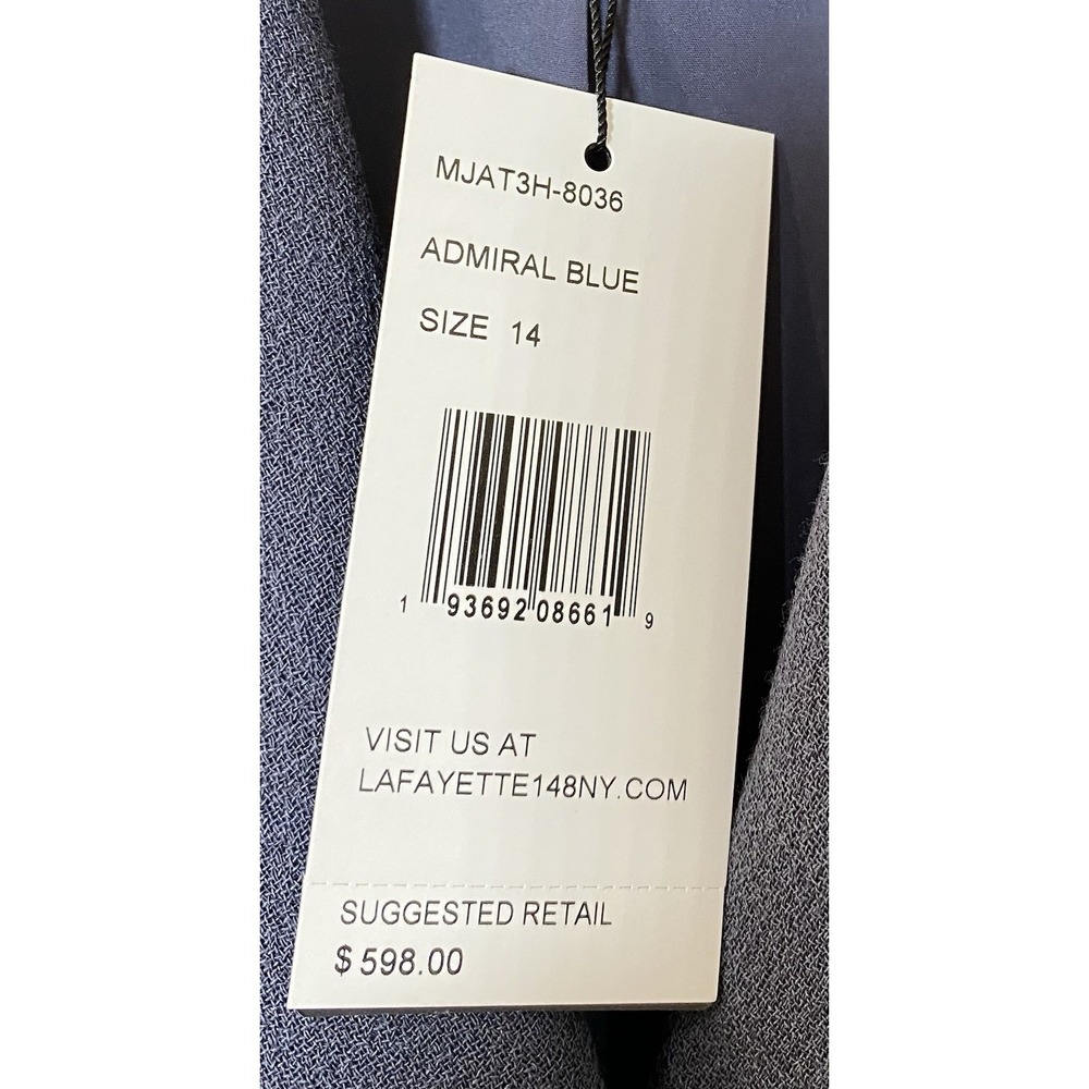 LaFayette 148 Blazer Womens Sz 14 Admiral Blue 100% Wool 2 Button‎ Textured $598 - Picture 6 of 8